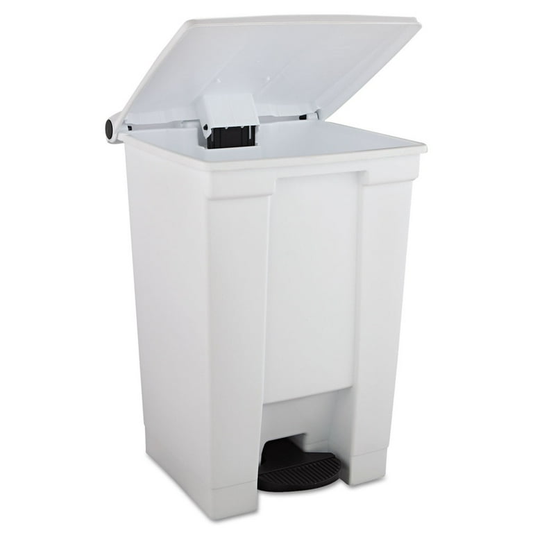 Indoor Utility Step-On Waste Container, Square, Plastic, 12gal, Beige Indoor Utility Step-On Waste Container, Square, Plastic, 12gal, Beige