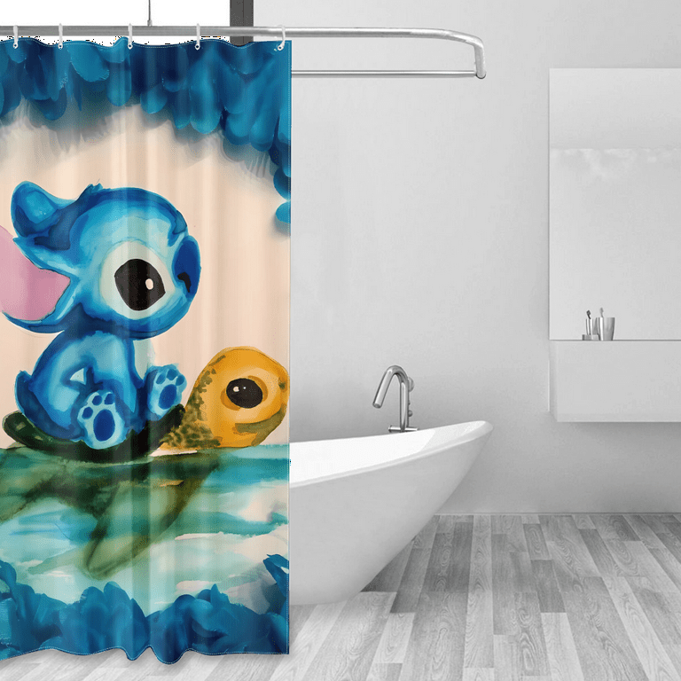 Cartoon Baby Stitch I Love You Shower Curtain or Bathroom set For