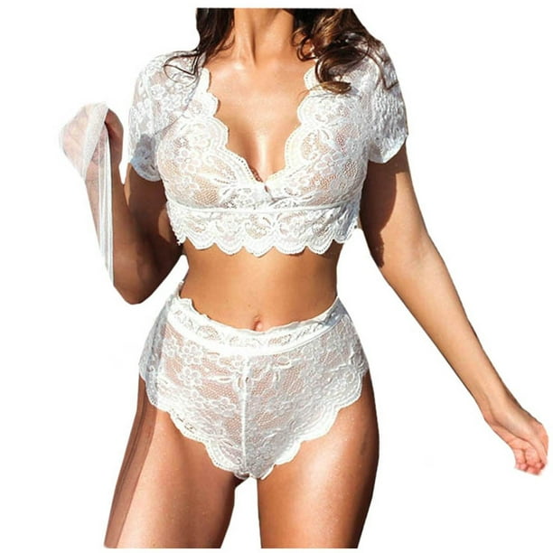White Lingerie and panty sets for Women