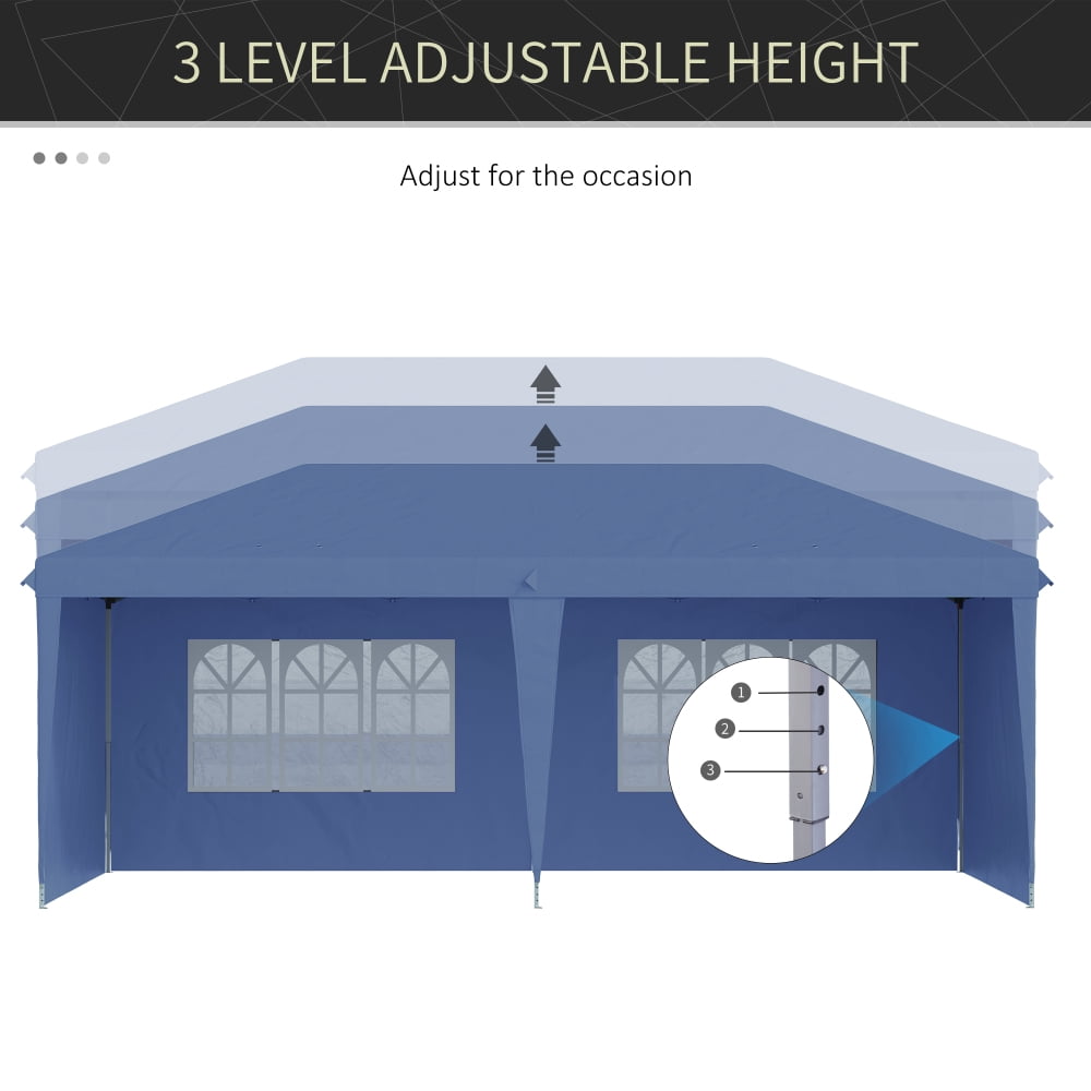 10' x 20' Pop Up Canopy Tent: Heavy-Duty Instant Gazebo with 4 Sidewalls. Ideal for Outdoor Parties, Garden Events, and Patios. Includes Carry Bag for Easy Transport (Blue).