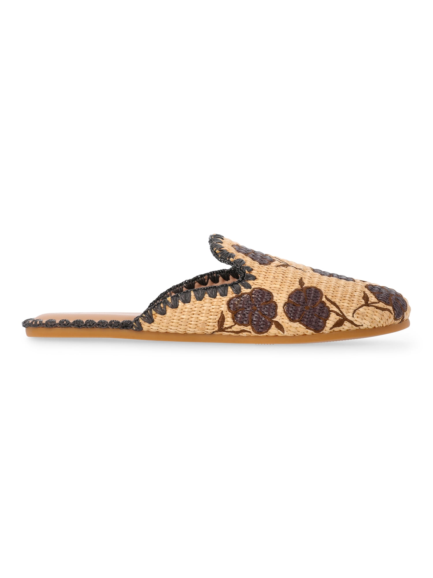 Time and Tru Women's Whipstitch Raffia Mules