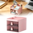 thumbnail image 2 of Cute Desk Organizer with 2 Drawers, Stationery Office Supplies, Makeup Brush Storage Organizer for Small Item Storage, Durable Desk Accessories Pens Pencils Scissors Organizer, 1Pc(Pink,6.3x4.7x4.5"), 2 of 9