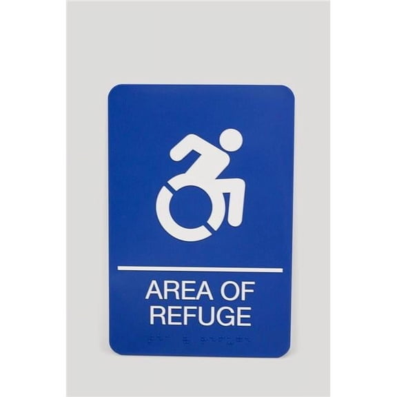 U. S. Stamp & Sign USS7783 Area of Refuge ADA Sign, Blue