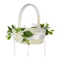 thumbnail image 4 of Cesta de boda, cesta de flores de satén, accesorios fotográficos para niña de las flores, decoración con flores de seda Blanco, 4 of 9