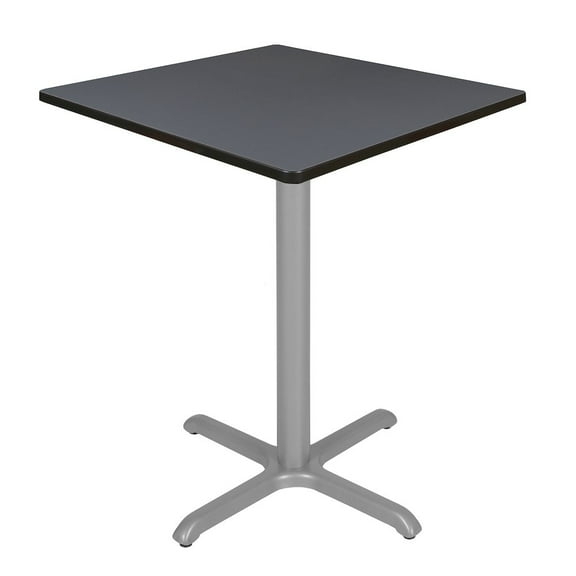 Regency Via Cafe High 36in. Square X-Base Table- Grey/Grey