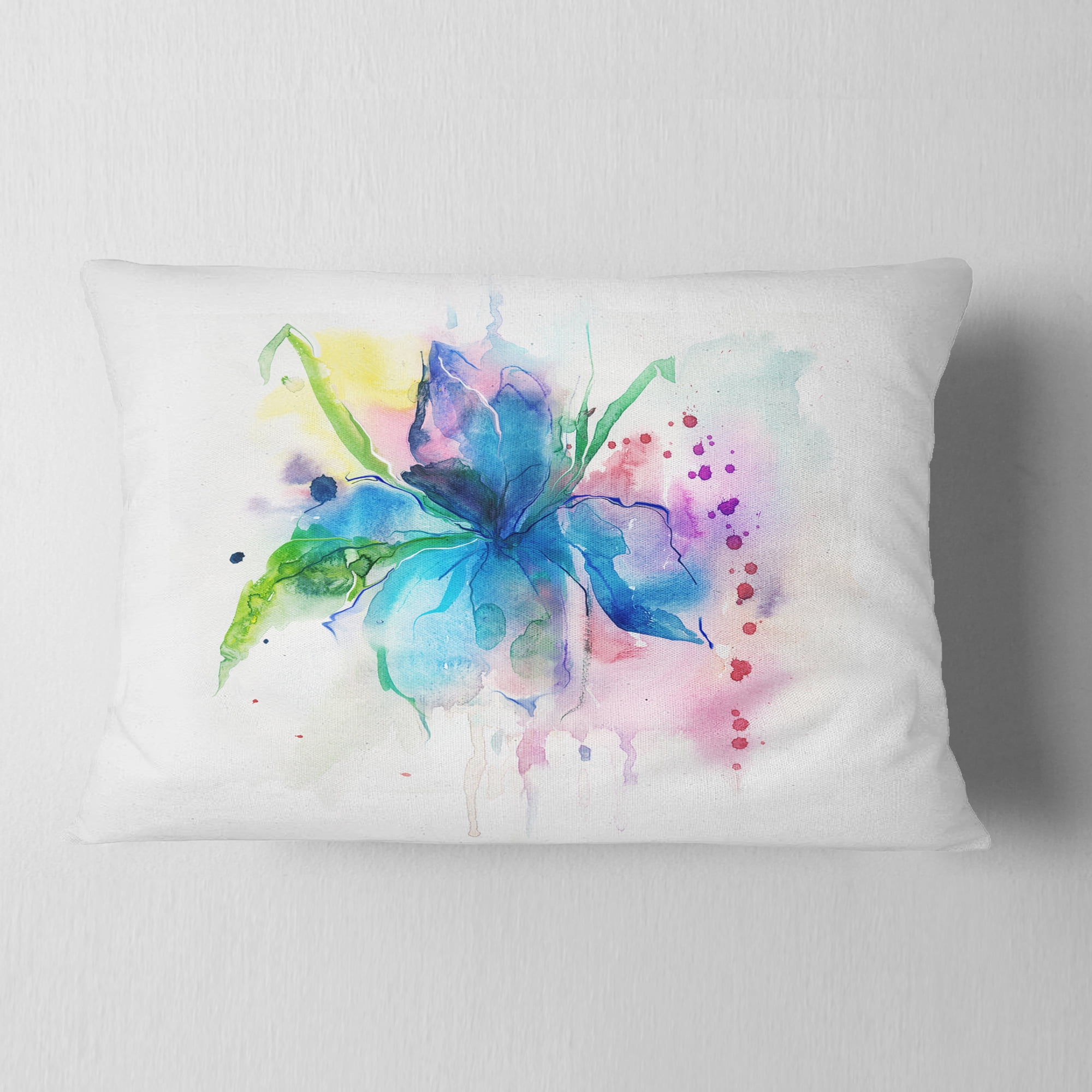 Designart Iris Watercolor Illustration Art - Animal Throw Pillow - 12x20