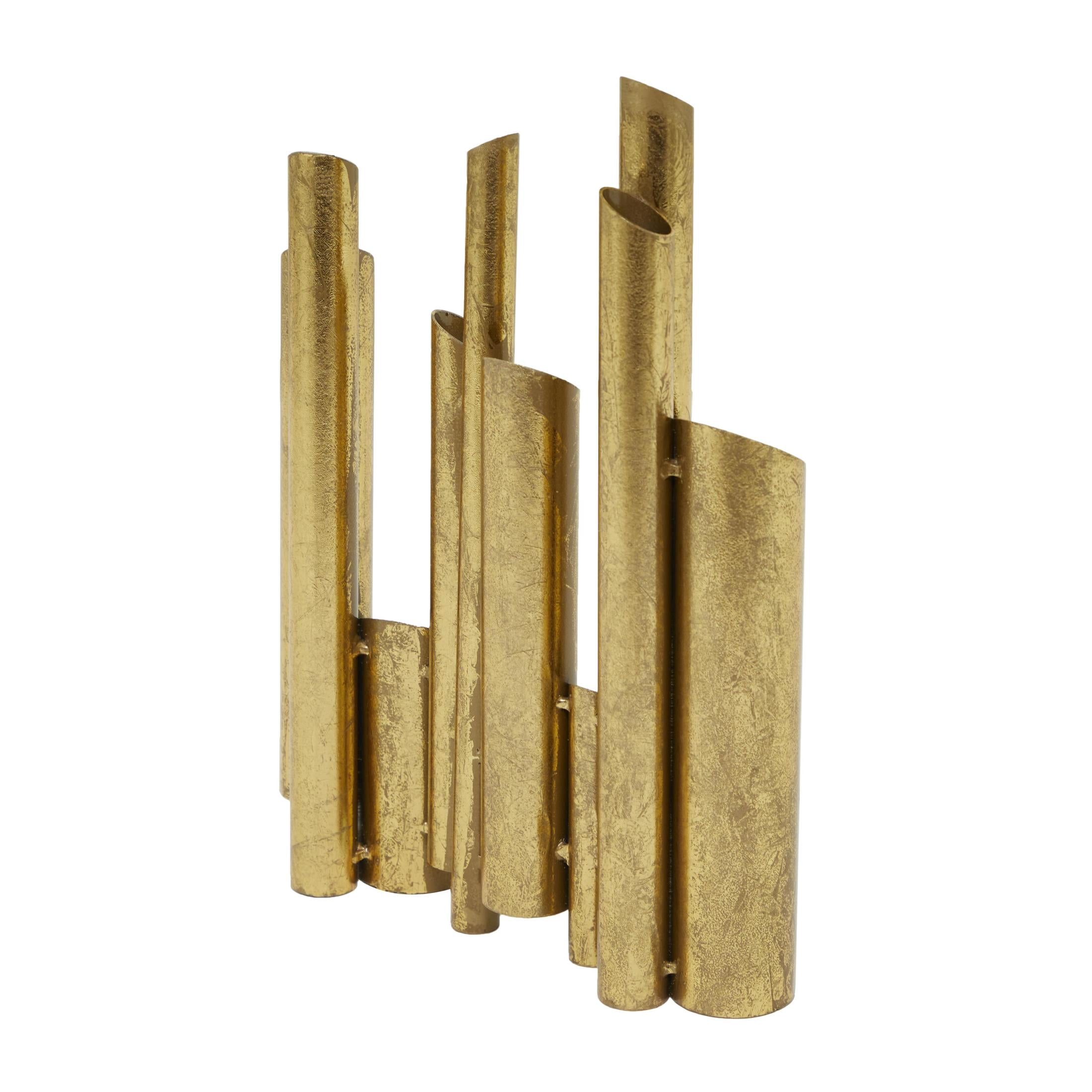 CosmoLiving by Cosmopolitan 14" Organ Pipe Gold Metal Vase