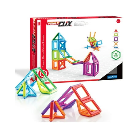 UPC: 0716243091995 | Guidecraft PowerClix Frames Magnetic Building Blocks Set – 26 Piece: STEM Educational and Creative Construction Toys for Children