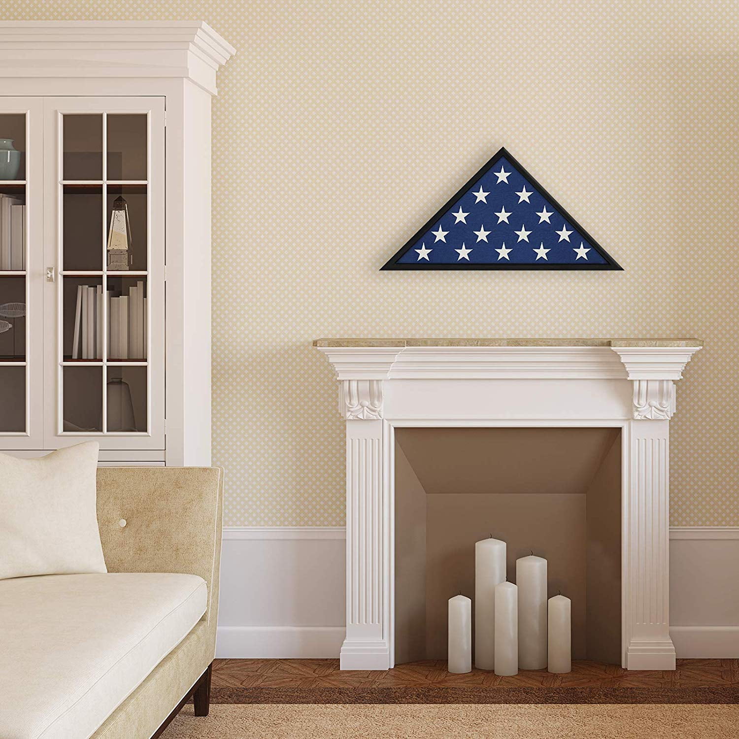 Americanflat Large Flag Display Case for Burial Flag - Fits Folded 5 x 9.5' Flag - Military Flag Case - Silhouette Collection - Flag Box with Polished Plexiglass - Black