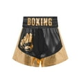 thumbnail image 5 of vastwit Youth Kids Boys Boxing Robe Hooded Cape and Shorts Set 2-Piece Kickboxing Uniform Training Outfit Black Gold 6, 5 of 7