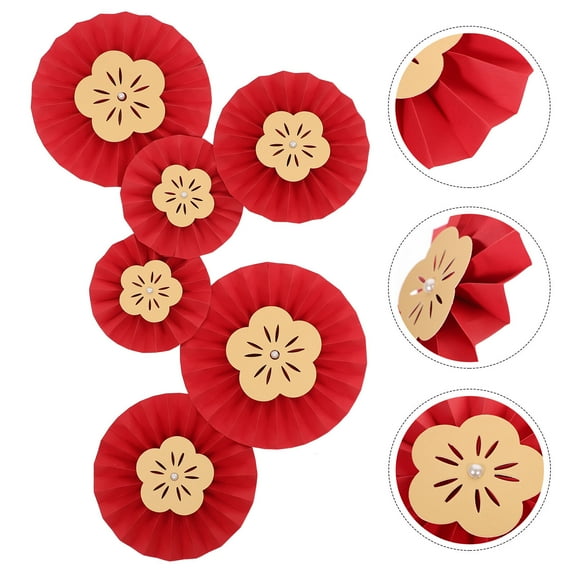 IFANLANDOR Assorted Color Paper Fans For Party Layout Props 12Pcs 9.8X9.8X0.4In