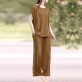 thumbnail image 4 of Timegard Lounge Sets for Women Plus Size Short Sleeve Tops Straight Leg Pants with Pockets Loose Outfits, 4 of 7