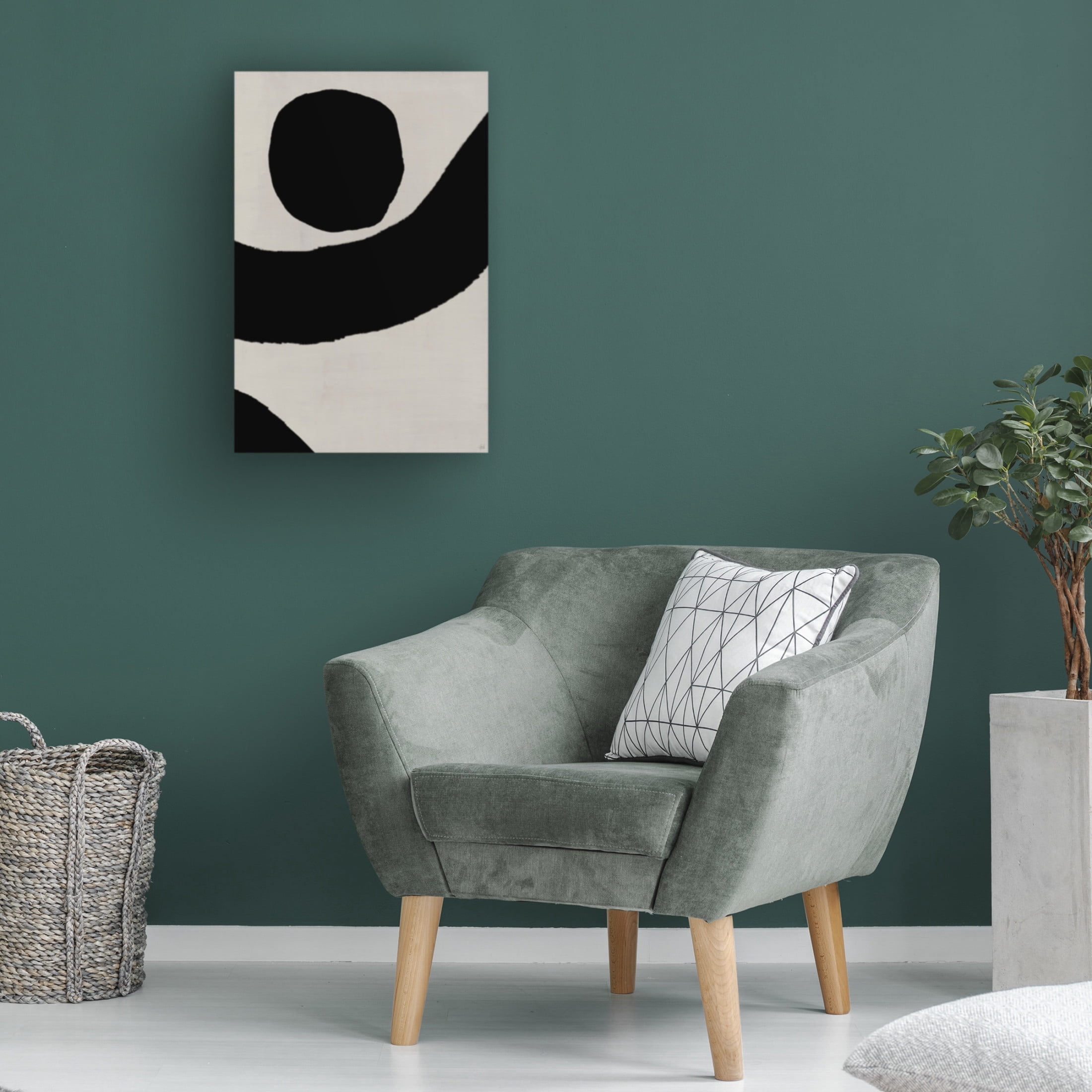 Canvas Wall Art - Line and Brush 'Circle and Arcs 1' Wall Art for Living Room, Bedroom, or Office Décor by Trademark Fine Art - 30 x 47 Inches