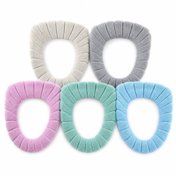 Asoricing Padded Toilet Seat Cover, 5 Pack Soft Plush Seat Cushion for Bathroom, Warm Winter Toilet Seat Pads