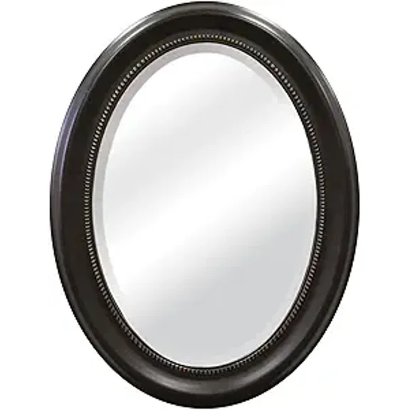 MCS 22.5x29.5 Large Wall Mirror, Bronze Oval Mirror with Beaded Detail, Vertical & Horizontal Wall Hanging Mirror for Bathroom, Bedroom & Livingroom