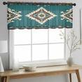 thumbnail image 2 of Southwestern Green Valance Curtains for Kitchen/Living Room/Bathroom/Bedroom Window, Rod Pocket Small Topper Half Short Window Curtains Voile Sheer Scarf, Boho Ethnic Geometric Retro 60"x18", 2 of 8