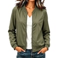 thumbnail image 3 of cocolona LightWeight Jackets for Women Solid Color Full Zip Casual Long Sleeve Lined Fall Trendy Outerwear, 3 of 7