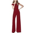 thumbnail image 1 of aidice Dressy Jumpsuits for Women Office Off-Shoulder Slim Fitting Comfy Solid Color Work Flare Leggings Rompers, 1 of 6