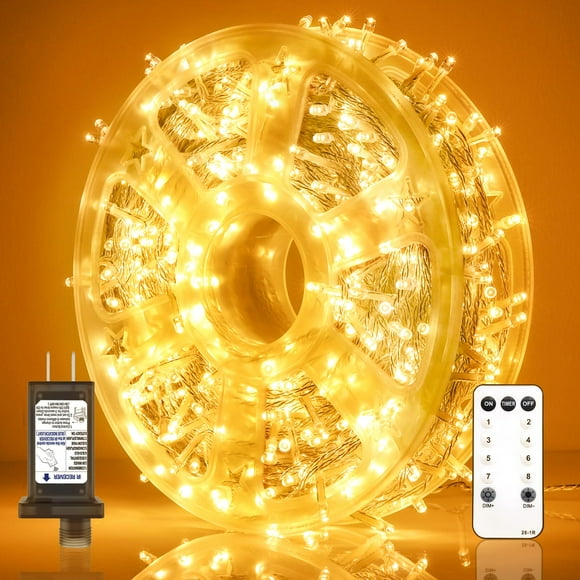 Guirnalda de luces navideñas Soiarllt, 75 m, 600 LED, impermeables, color blanco cálido