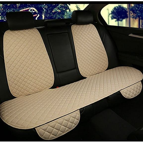 Car Seat Cover Protector Linen Front Rear Back Cushion Protection Pad Mat Backrest for Auto Interior Truck SUV(1 Rear Beige)