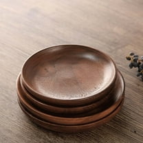 PBPBOX 1Pc Rustic Black Walnut Round Wood Dinner Serving Plate