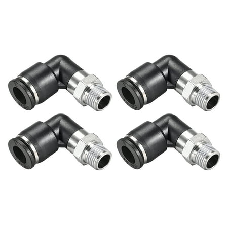 

Push to Connect Tube Fitting Male Elbow 8mm Tube OD x 1/8 NPT Thread Pneumatic Air Push Fit Lock Fitting 4pcs