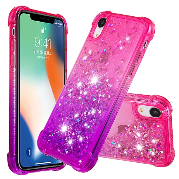 Funda para iPhone Xr Transparente con Brillos Carcasa Protectora Antigolpes con Glitter Brillante