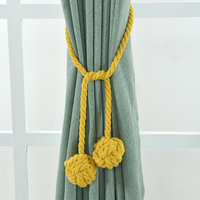 Labymos 1Pair Curtain Tiebacks Rope Curtain Rope Buckle Holdbacks with Double Ball
