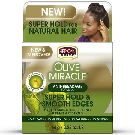 African Pride Olive Miracle Silky Smooth Edges Hair Gel 2 25 Oz