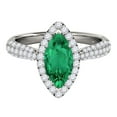 thumbnail image 2 of Aonejewelry 0.80 Ct. Ttw Elegant Look Diamond and Marquise Shape Created Emerald Ring In 10k White Gold, 2 of 4