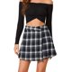 thumbnail image 1 of INSPIRE CHIC Minifalda de cuadros con botones para mujer Negro XL, 1 of 6