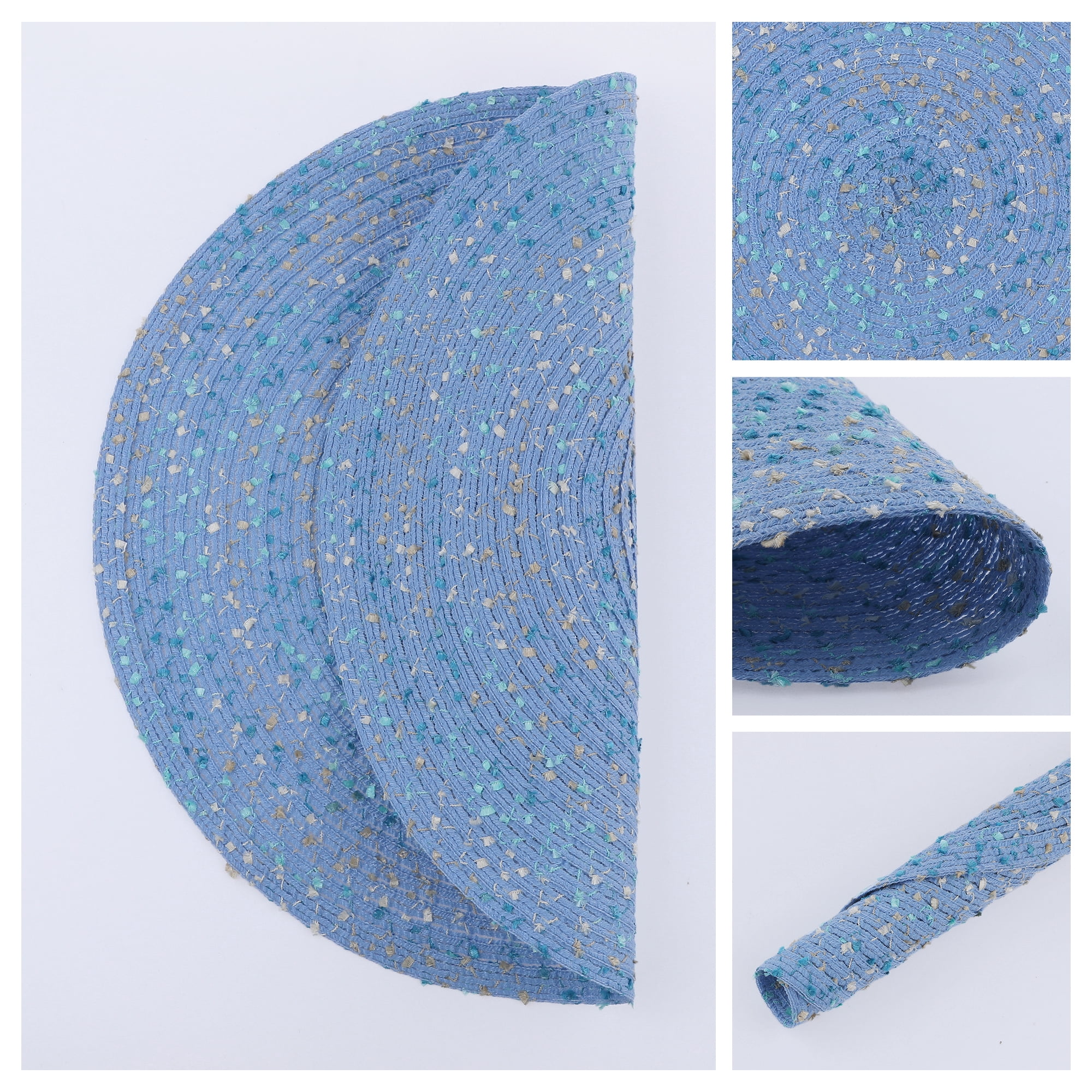Unique Bargains Rustic Set of 6 Round Placemats for Dining Table Decor Blue