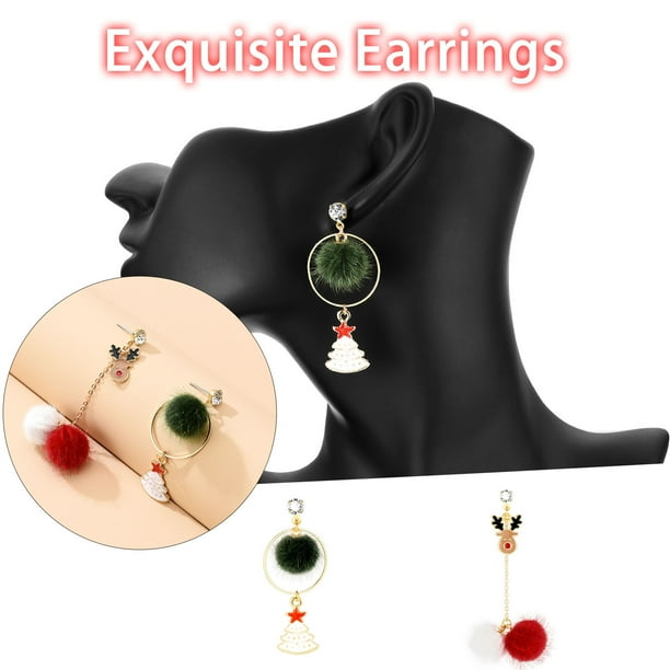 HomeKingdee Christmas Tree Alloy Earrings - Red Festive Earrings for Women Girls Christmas Holiday Party Accessories