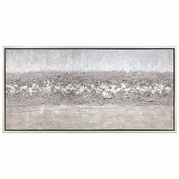 Tranquil Horizon Textured Glitter Hand Painted Framed Canvas Wall Art