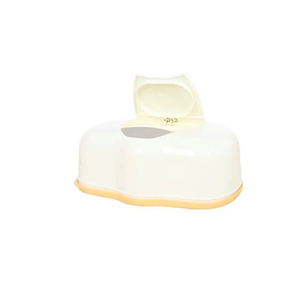 High Quality Wet Tissue Box with Cover Plastic Portable Button Pop-up Baby Wipes Napkin Storage Box Tissue Holder for holding 50-80 Wipes Home Living Room Accessories (Yellow)