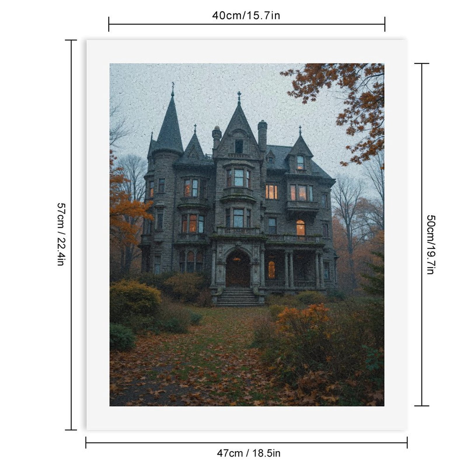 Paint By Numbers Kit for Adults Beginner - DIY Gothic Mansion Autumn Canvas Painting Kits for Adults, Frameless Paint By Number for Adults for Home Wall Decor 16x20 Inch