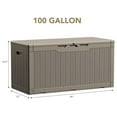 thumbnail image 6 of SONGMY 100 Gallon Waterproof Large Resin Deck Box Indoor Outdoor Lockable Storage Container for Patio Furniture Cushions Garden Tools (100 Gallon, Light Brown), 6 of 8