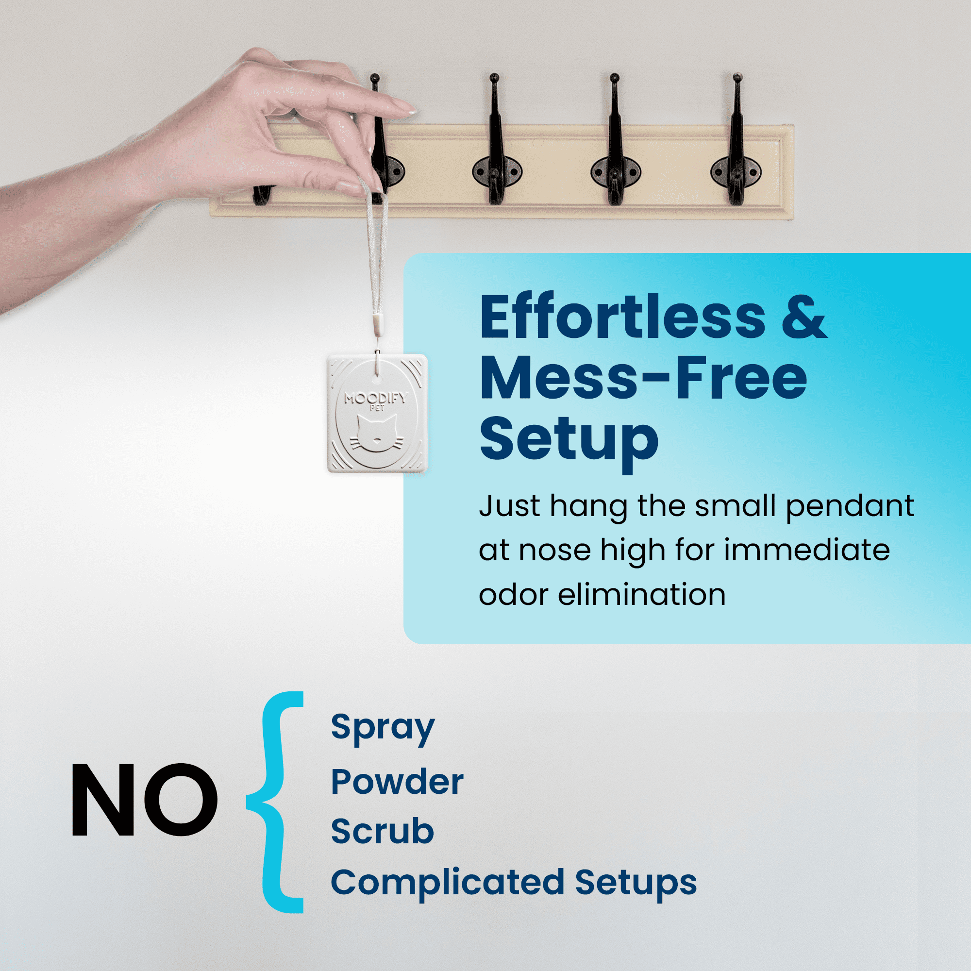 MoodifyPet Cat Litter Odor Eliminator, Fragrance-Free, 30 Days, Non-Toxic Pendant New Pet Essentials Litter Deodorize