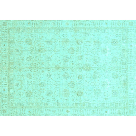 Ahgly Company Indoor Rectangle Oriental Light Blue Traditional Area Rugs, 8' x 12'
