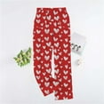 thumbnail image 2 of UAMVSH Women's Comfy Pajama Pants Heart Printed Wide Leg Lounge Pants Soft Flannel Fleece Warm Pj Bottoms with Pockets, 2 of 5