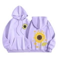 thumbnail image 3 of DDAPJ pyju Womens Cute Graphic Hoodies Oversized Sunflower Print Hooded Sweatshirt Teen Girls Y2K Aesthetic Hoodie with Kangaroo Pocket Purple S, 3 of 6