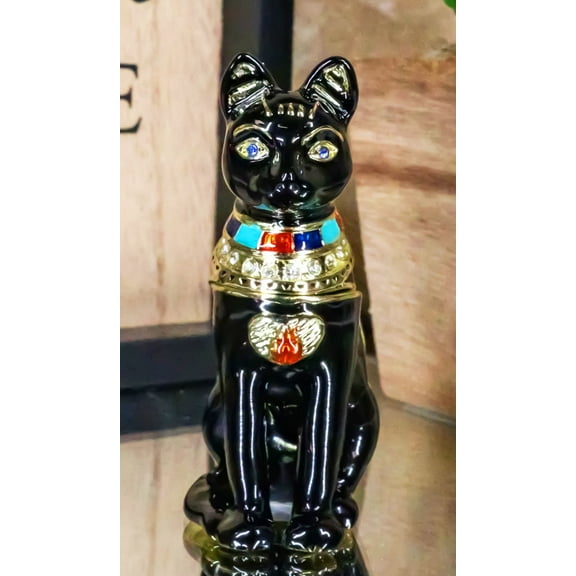 Ancient Egyptian Bastet Cat Goddess Pewter Austrian Crystals Trinket Jewelry Box