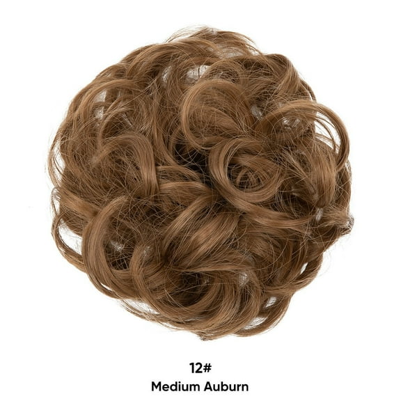 Nvzi -b Messy Bun Hair Piece Wavy Curly for Women Hair Bun Hair Piece with Elastic Band Scrunchies Stretchy Fluffy Chignon Ponytail Hairpieces Updos for Women,Medium Auburn