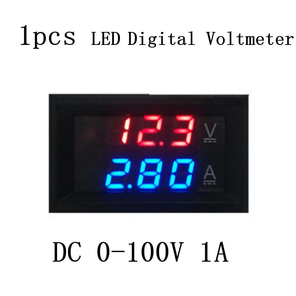 Mini DC 100V 1A/10A Digital Voltmeter Ammeter Blue Red LED Volt Amp Meter Gauge