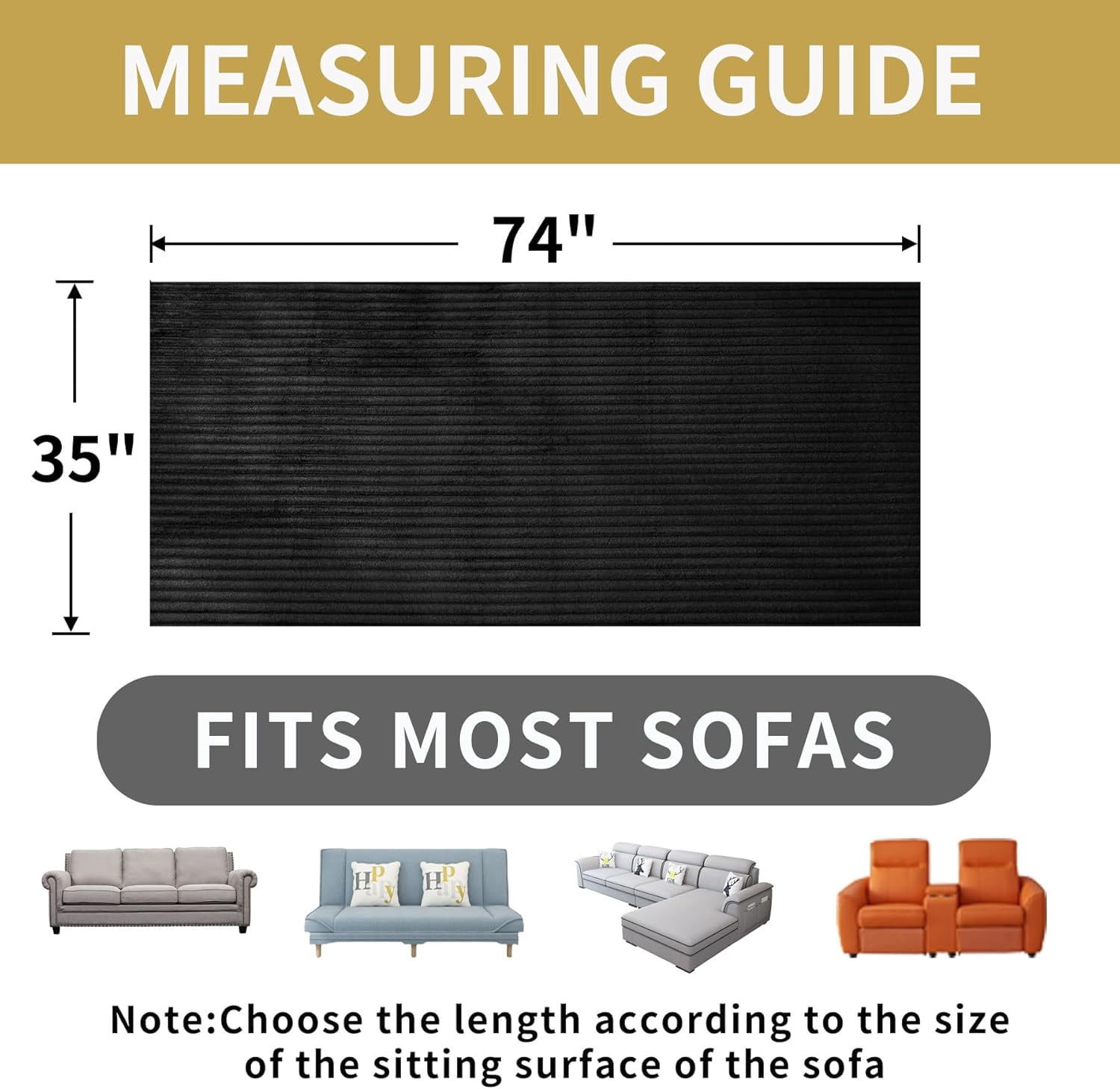 Waterproof Couch Cover for Dogs Washable, Faux Fur Pet Couch Covers for Sofa, Soft Dog Bed Cover Non-Slip Couch Covers for 3 Cushion Couch Sofa Pet Friendly (Black, 35" x 74")