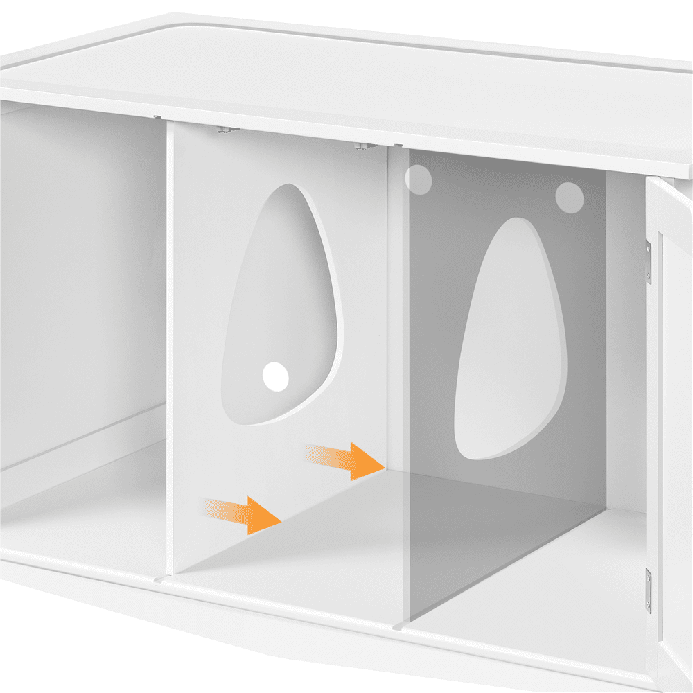 Renwick Wooden Cat Litter Box with Divider, White
