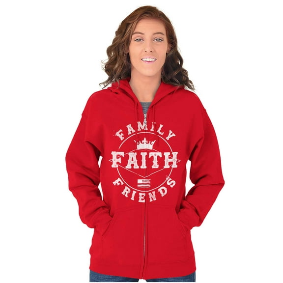Christian Family Faith Friends Flag Zip Up Hoodie Men's Women's Brisco Brands S
