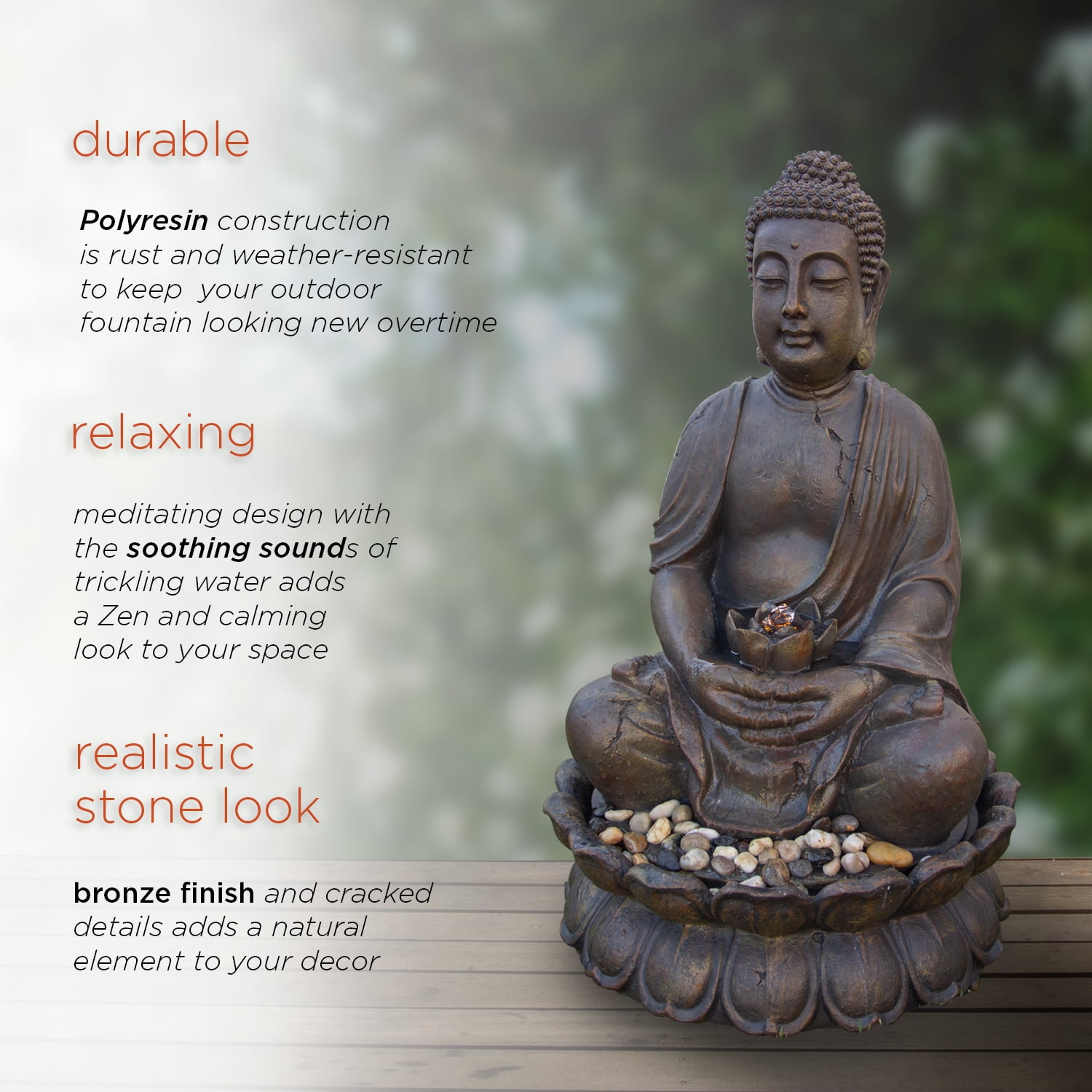 Alpine Corporation Outdoor Meditating Buddha Fountain - Walmart.com