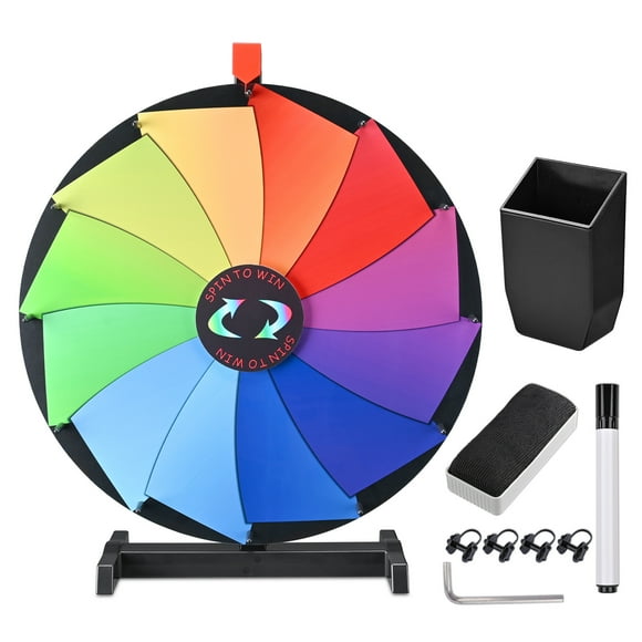 WinSpin 24" Tabletop Editable Color Prize Wheel 12 Slots Fortune Spinning Game Tradeshow