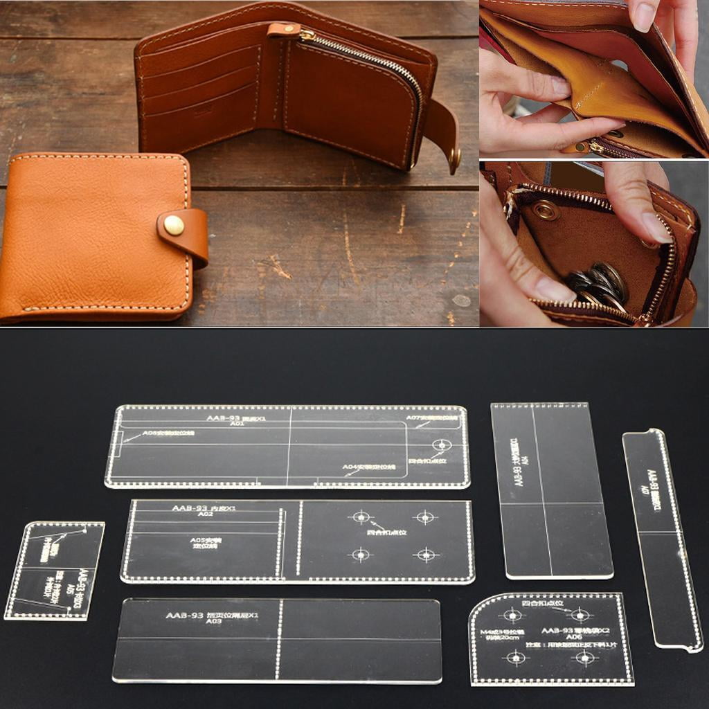 Clear Acrylic Wallet Pattern Stencil Set - Leather Craft Template Tool For DIY Wallet Making, 1:1 Scale - View #10